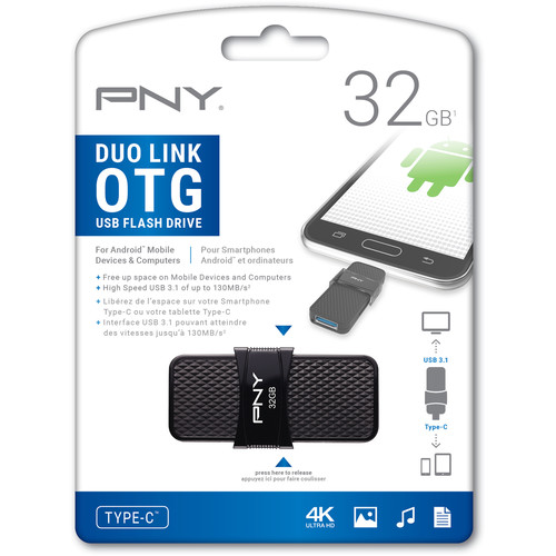 PNY Technologies 32GB DUO LINK USB 3.1 Type-C OTG Flash Drive