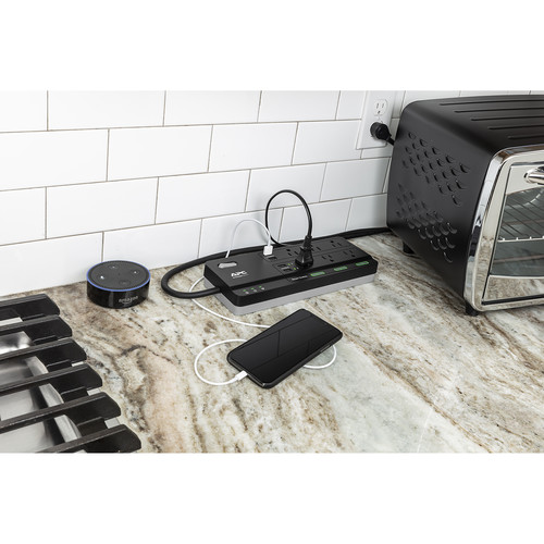 APC 6-Outlet Smart Surge Protector with 4 USB Charging Ports (Black)