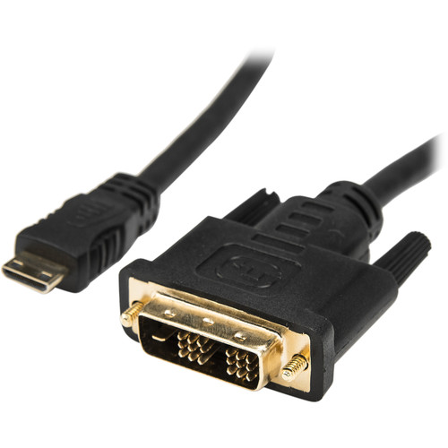 Rocstor Mini-HDMI Male to DVI-D Male Cable (6', Black)