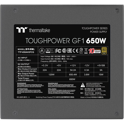 Thermaltake Toughpower GF1 650W 80 PLUS Gold Modular ATX Power Supply
