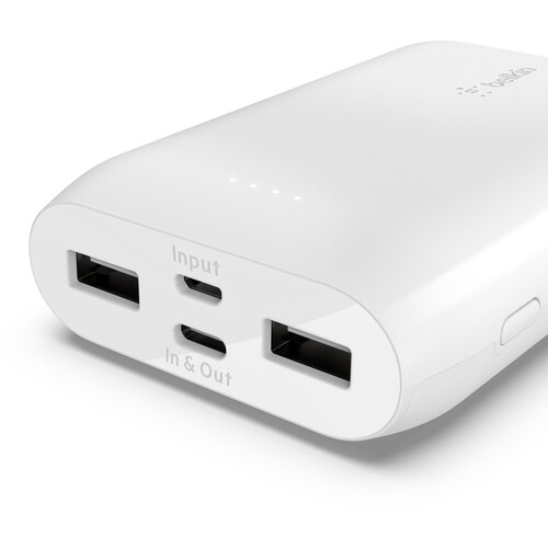 Belkin Boost Charge Multi-Port Power Bank (10,000mAh, White)