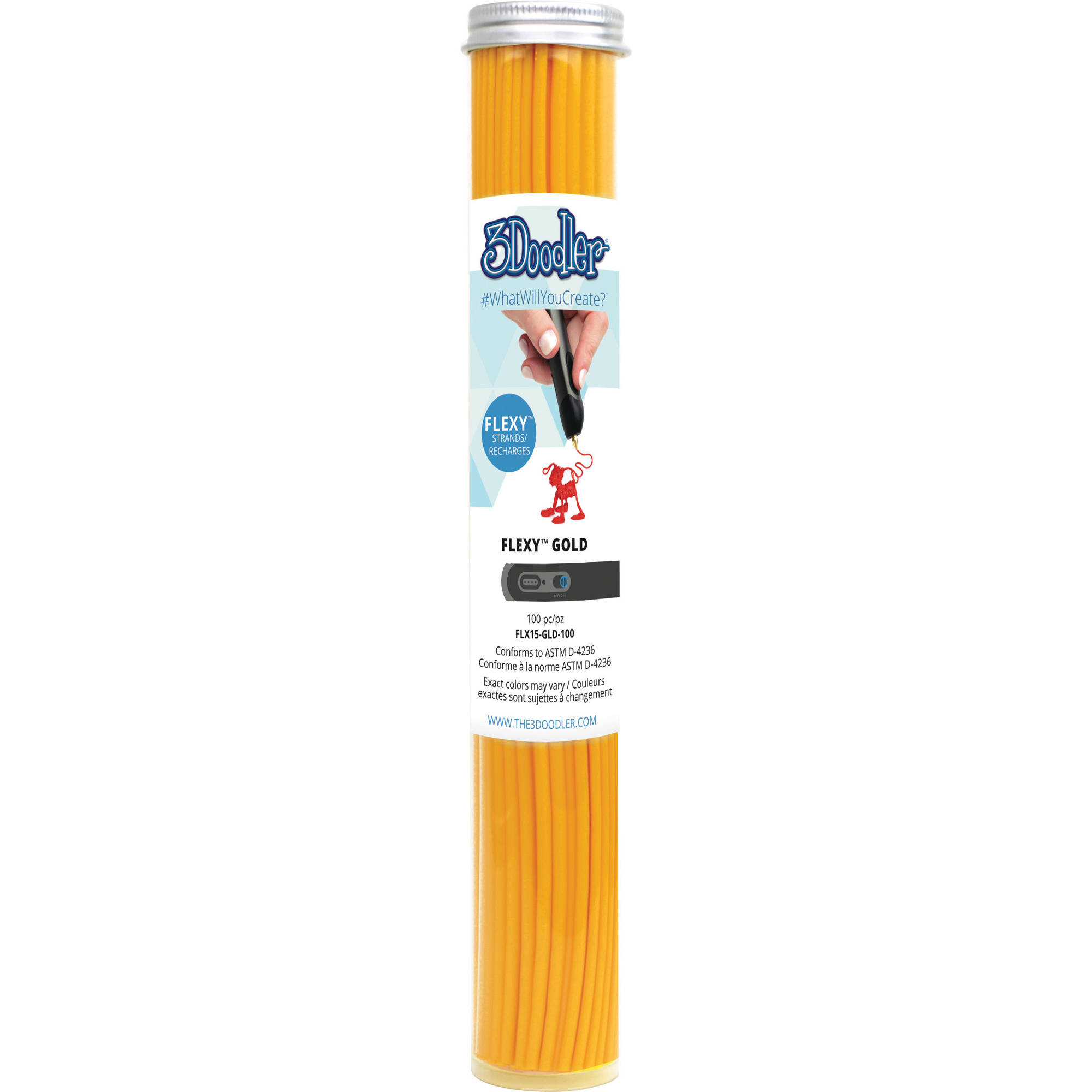 3Doodler FLEXY Single Color Plastic Pack (Gold, 100 Strands)