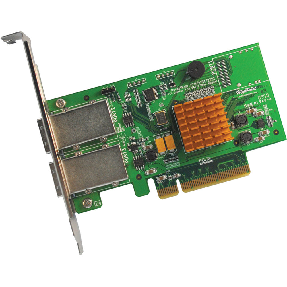 HighPoint RocketRAID 2722 2-Connector Mini-SAS PCI-Express RAID Controller 2.0 x8 SAS/SATA 6GB/s Interface