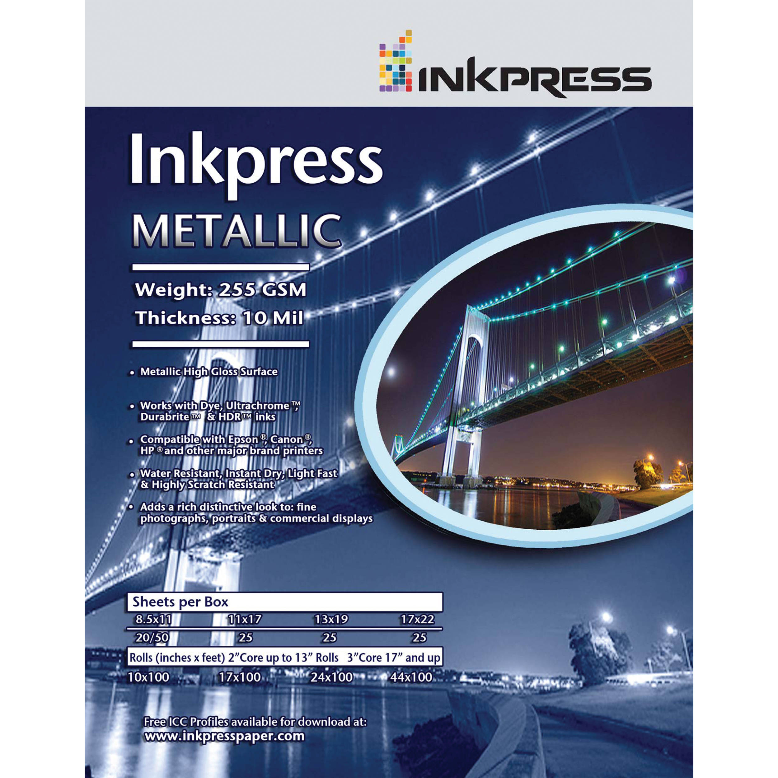 Inkpress Media Metallic Photo Paper (255 gsm, 13 x 19", 330 x 483mm, 25 Sheets)