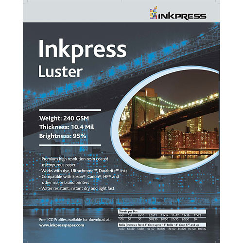 Inkpress Media Photo Chrome RC Luster Paper - 60" Wide Roll x 100' Long