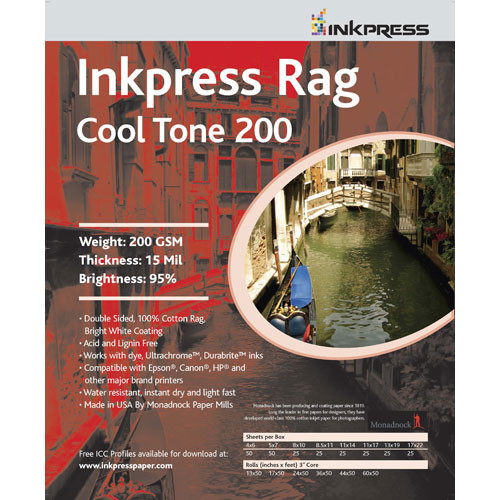 Inkpress Media Rag Cool Tone 200 Paper (8 x 8", 25 Sheets)