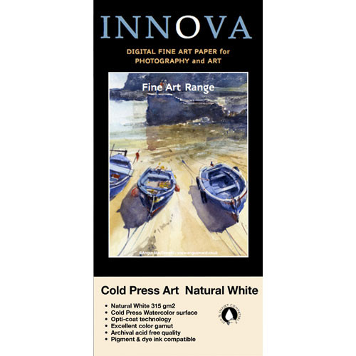 Innova Cold Press Rough Textured Natural White Paper for Inkjet (17" Wide x 49' Long Roll)