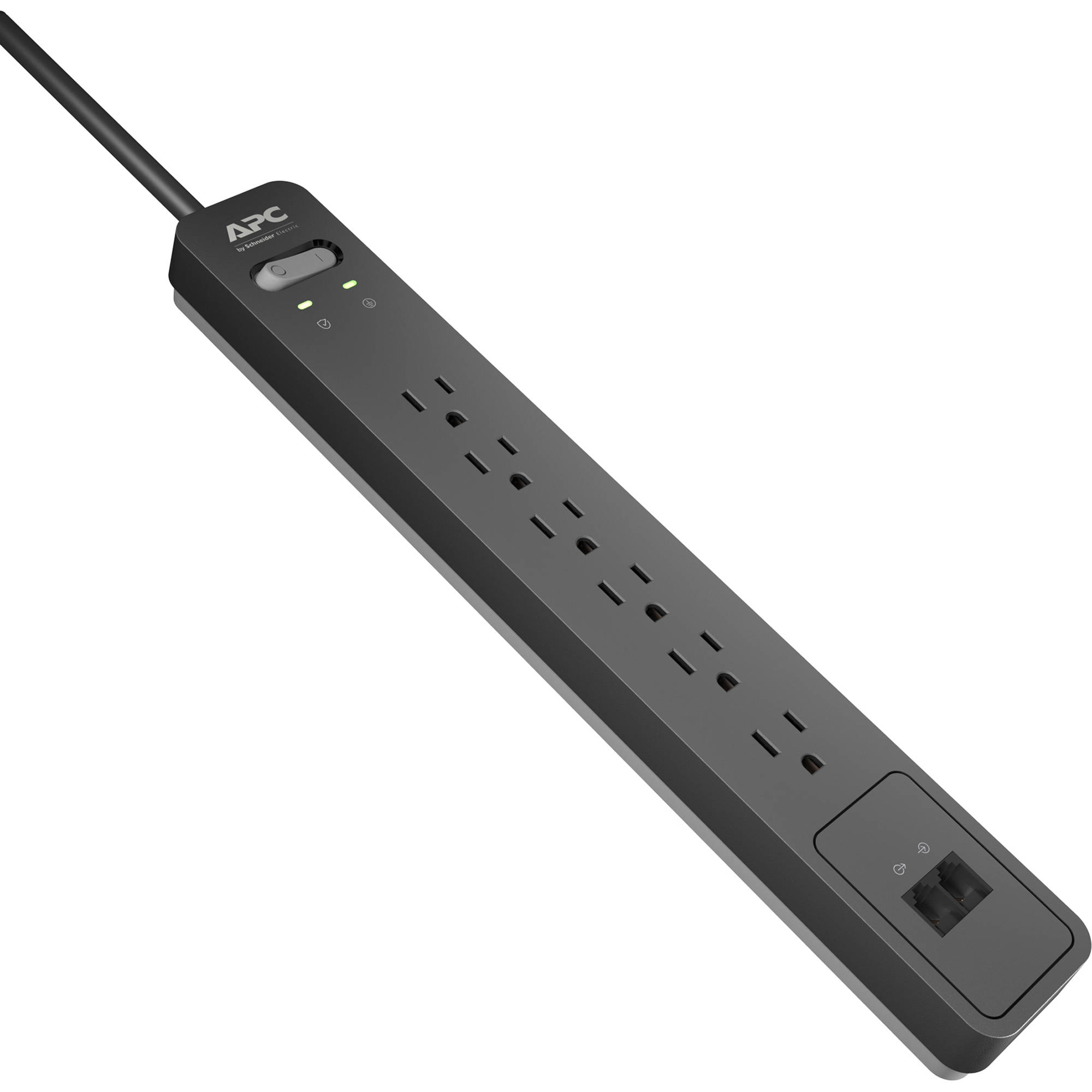 APC Essential SurgeArrest 6-Outlet Surge Protector with Phone Protection (6', Black, 120V)