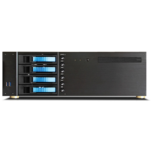 iStarUSA D-340HB-T 3 RU Compact 4 x 3.5" Bay Hotswap microATX Rackmount Chassis (Blue HDD Handles)